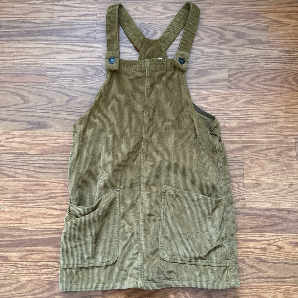 Sky and Sparrow Olive Corduroy Pinafore Dress